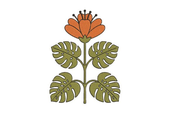 Download Single Orange Flower Embroidery Design - Design Collection