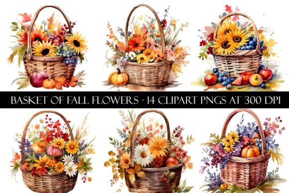 Download Basket of Fall Flower Clipart - Fall flower clipart Collection