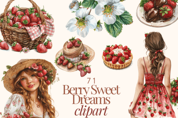 Download Fresh Strawberries and Floral Designs - Design Collection