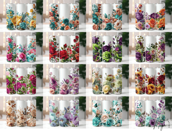 Download Tumbler Wrap Bundle 16 Floral Designs - Design Collection