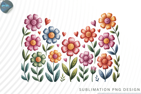 Download Whimsical Watercolor Flowers PNG Design - Design Collection