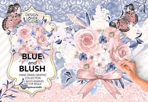 Download Watercolor BLUE and BLUSH Design, Spring - Design Collection