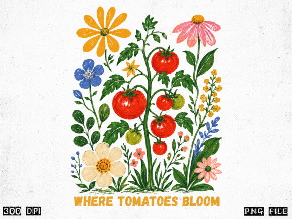 Download Tomatoes Garden Flowers PNG Design - Design Collection