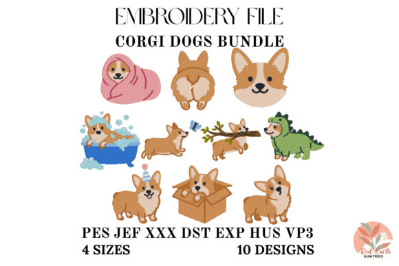Download Mini Corgi Embroidery Bundle 10 Design 2 - Design Collection
