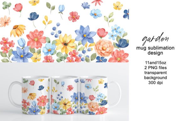 Download Mug Sublimation Design with Flowers, PNG - Design Collection
