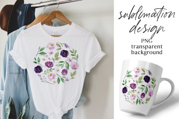 Download Sublimation Design, Violet Roses, PNG. - Design Collection