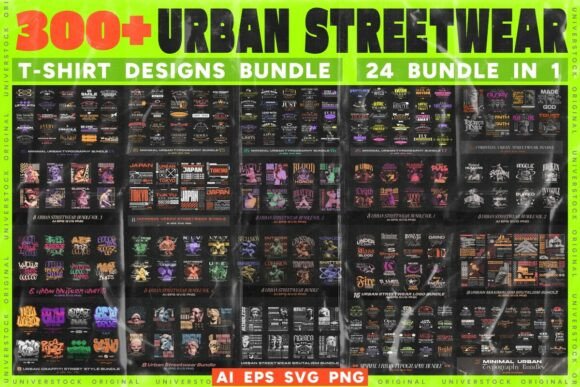 Download Urban Streetwear T-shirt Designs Bundle - Design Collection