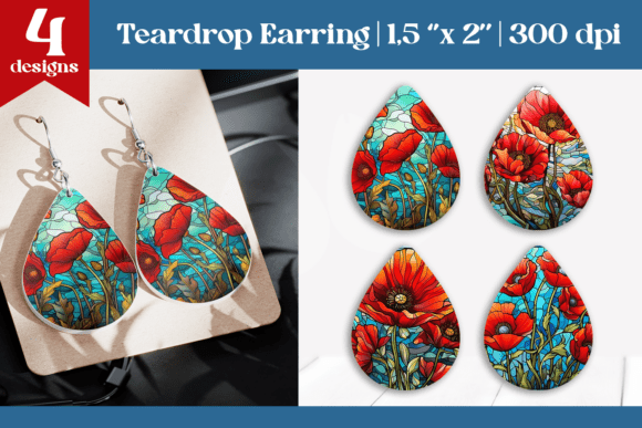 Download Red Poppy Earring Sublimation Design - Design Collection