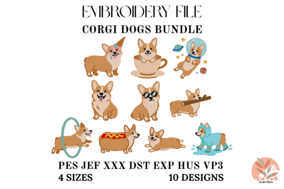 Download Mini Corgi Embroidery Bundle 10 Designs - Design Collection