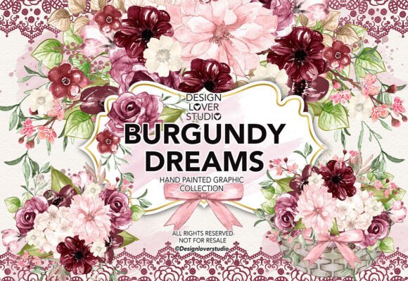 Download Watercolor BURGUNDY DREAMS Design, Sprin - Design Collection