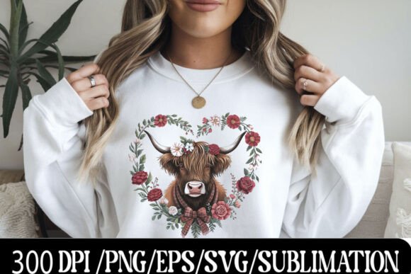 Download Highland Cow Floral Wreath Design - Design Collection