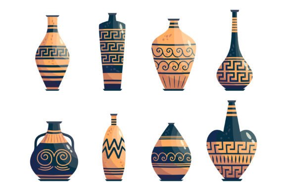 Download Greek Vase Ancient Jar Set Isolated - Premium Resources